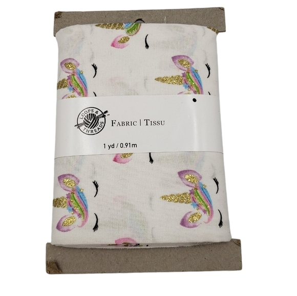New Loops & Threads One Yard Fabric Cotton Sparkle Unicorns - Picture 2 of 9